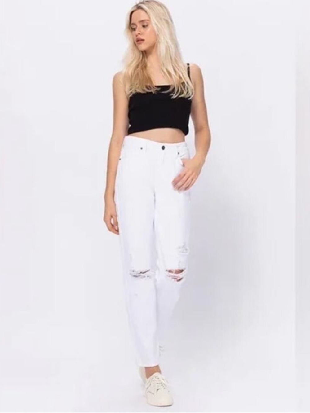 Hidden Los Angeles Women’s Off White Cream Distressed Bailey Jeans Size 28